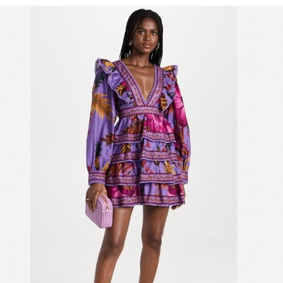 FARM Rio Dresses & Skirts - NWT Farm Rio Maxi Floral Purple Mini Dress Size Medium